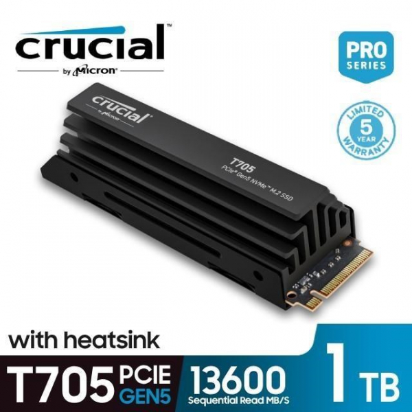 【Micron 美光】Crucial T705 1TB PCIe Gen5 NVMe M.2 SSD 固態硬碟(含散熱器)